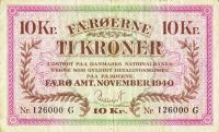 p11b from Faeroe Islands: 10 Kronur from 1940